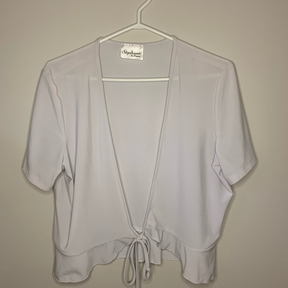 White tie up shirt